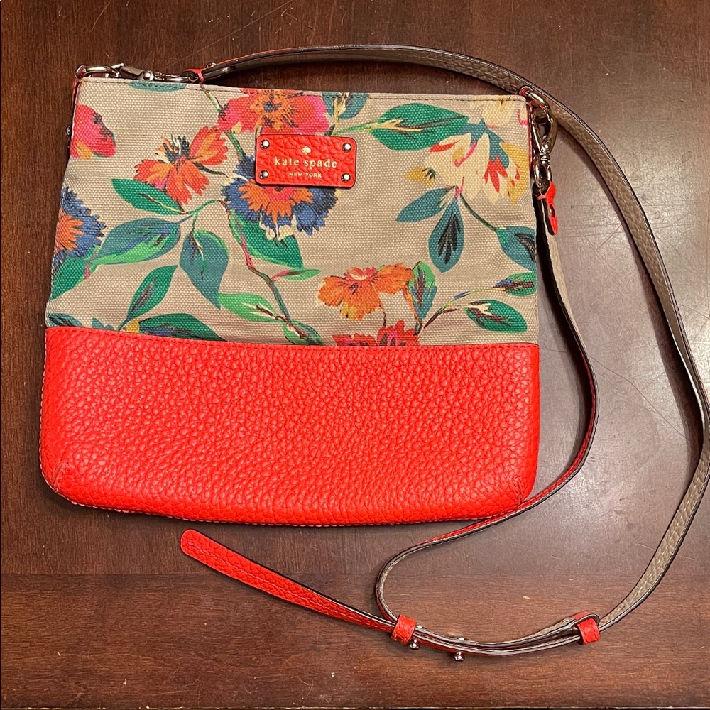 Kate Spade Red and Floral Crossbody Bag